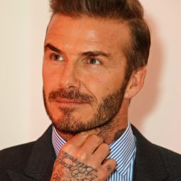 David beckham with a quiff hairstyle wearing a suit