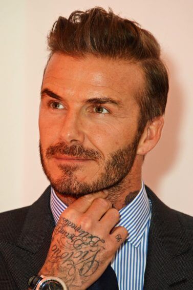 David beckham with a quiff hairstyle wearing a suit