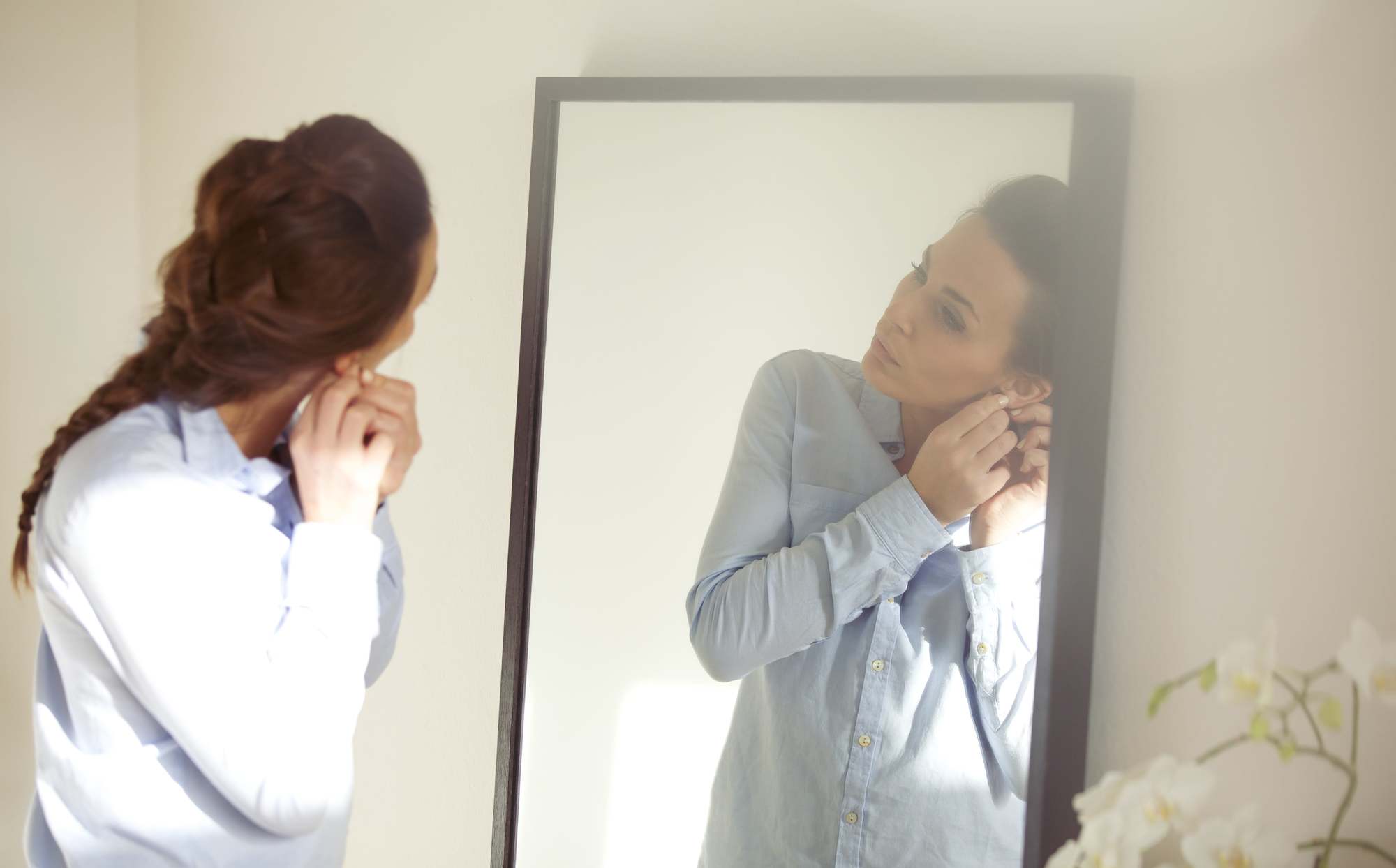 Woman getting ready for the day