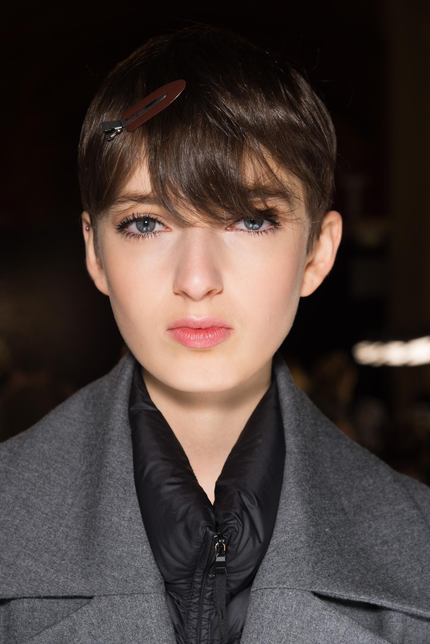 Very short hairstyles: Very short hairstyles: Brunette model with short pixie hairstyle and little fringe