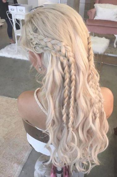 Khaleesi hair - braided hairstyles - long light blonde braided style with curls at the bottom