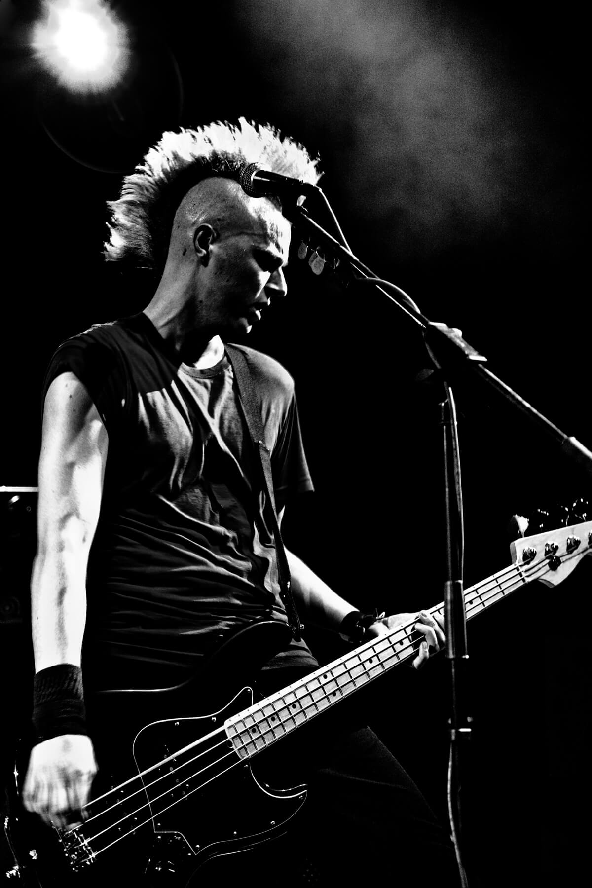mohawks Young guitarist in a punkrock band on stage