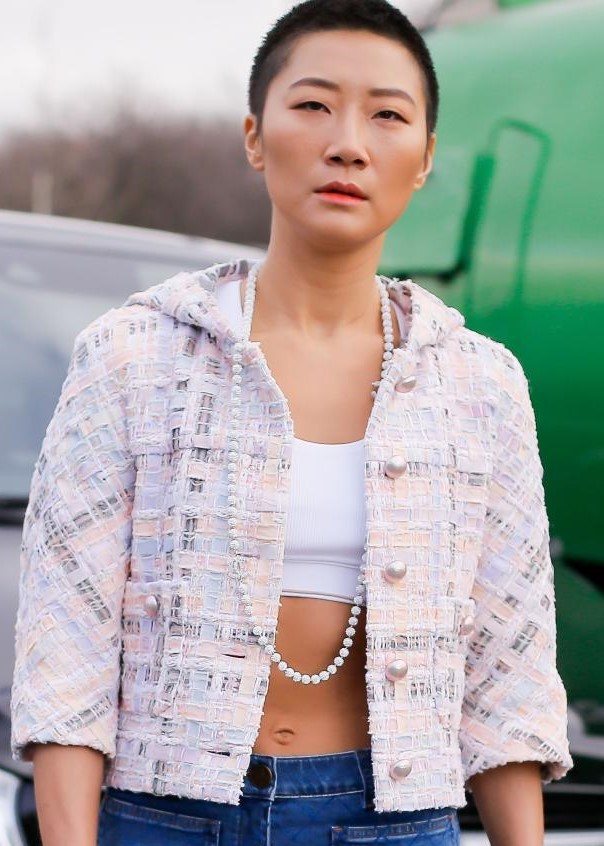 Very short hairstyles: Asian woman with short buzz