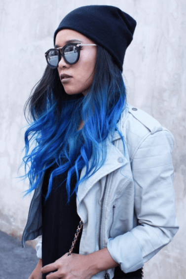 Colourful hair: electric blue ombre colourful hair