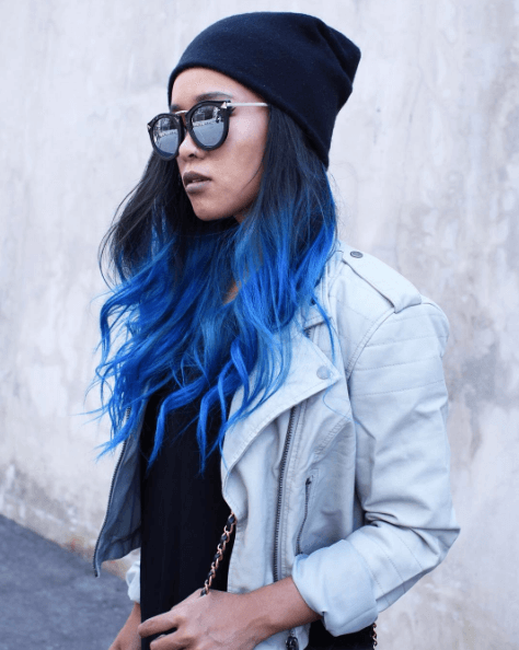 Colourful hair: electric blue ombre colourful hair