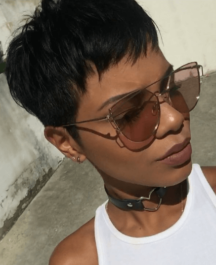 Black hairstyles with fringes choppy pixie with fringe
