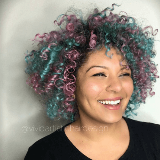 close up shot of multicoloured afro hairstyle