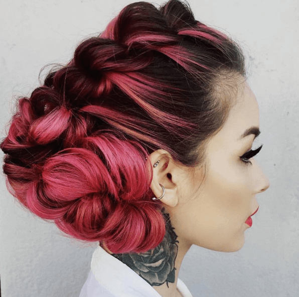 Colourful hair: dark pink colourful hair for pale skin