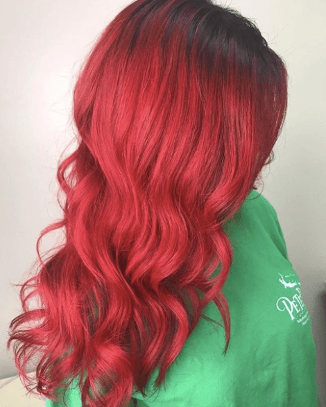 Red 'ariel' mermaid hair colour from Instagram by @chateau_michelle