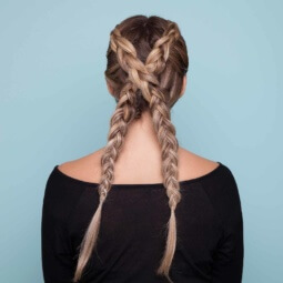 Long straight hair ideas: cross braid