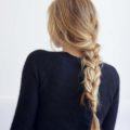 Easy summer hairstyles: blonde woman with single 3 strand braid