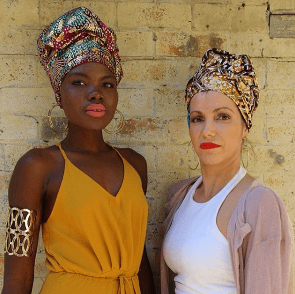 Festivals accessories: black and white women with headwraps