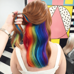 Rainbow hair dye: hidden rainbow hair dye final look