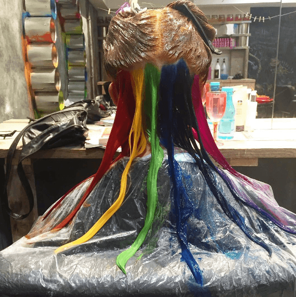 Rainbow hair dye: hidden rainbow hair dye process