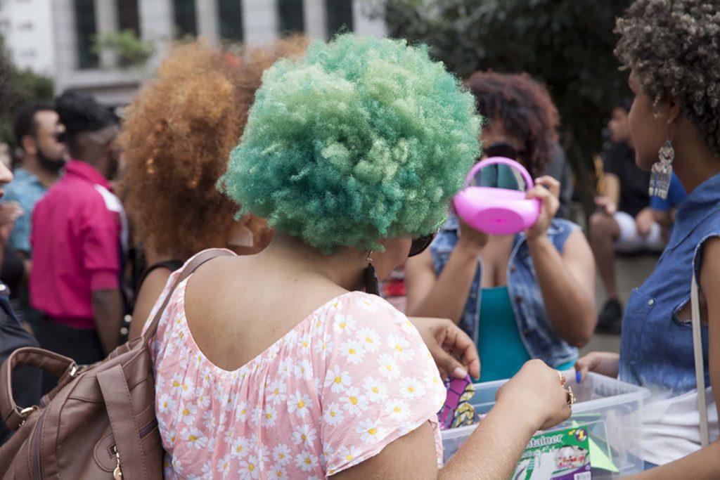 Coloured afro hair styles: punk sea foam green afro