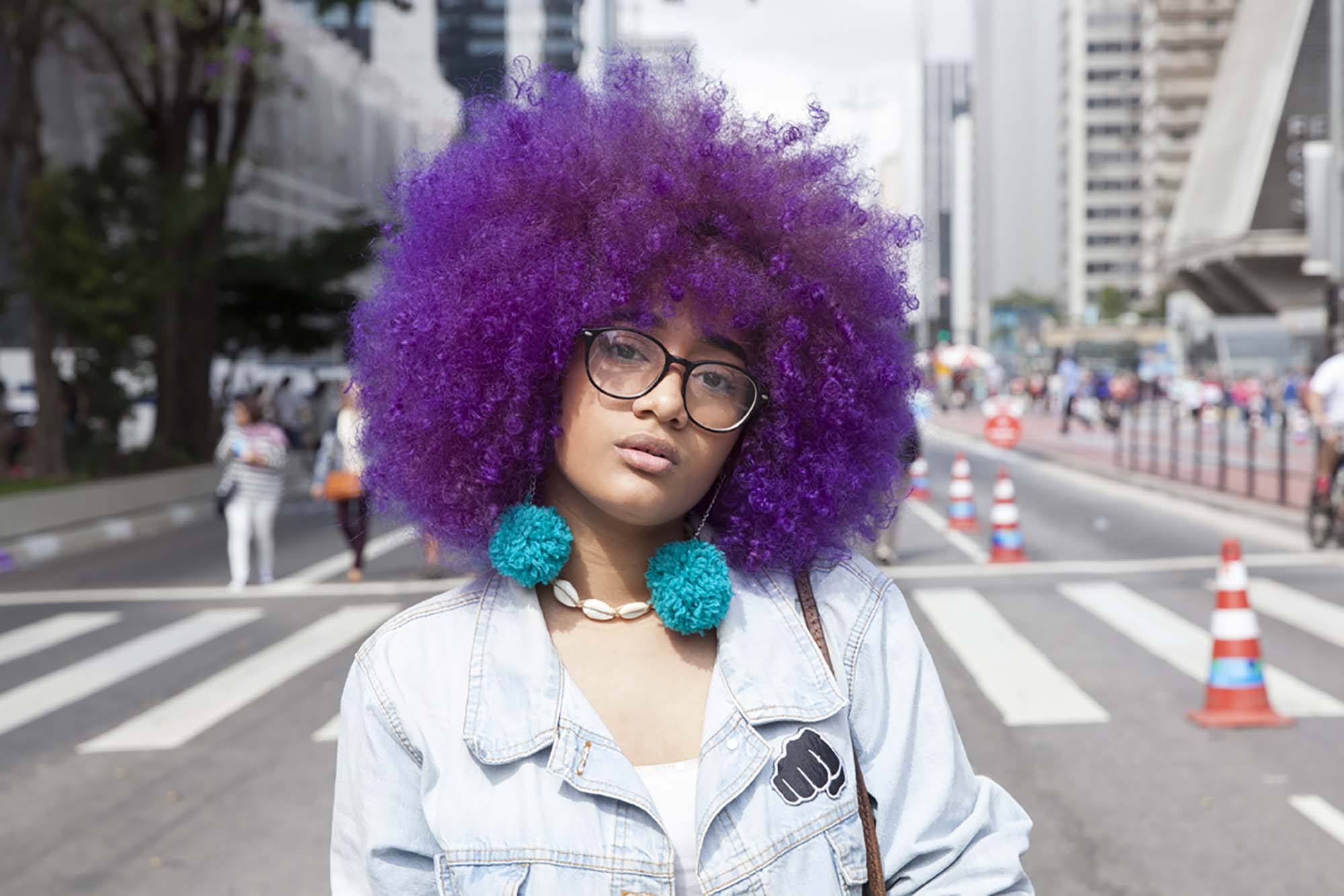 Coloured afro hair styles: purple haze