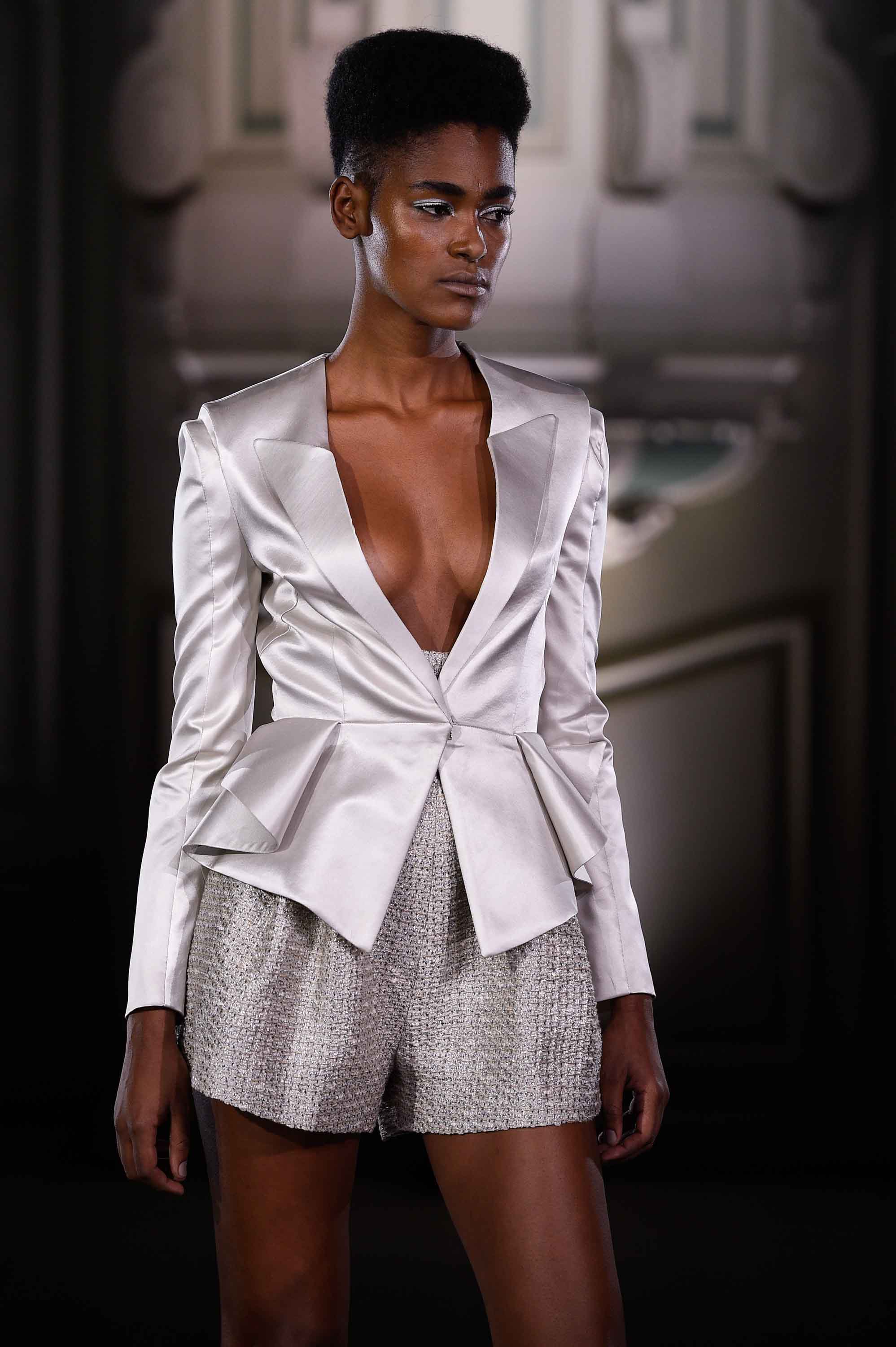 '80s high top hair on a black model Michalsky SS17