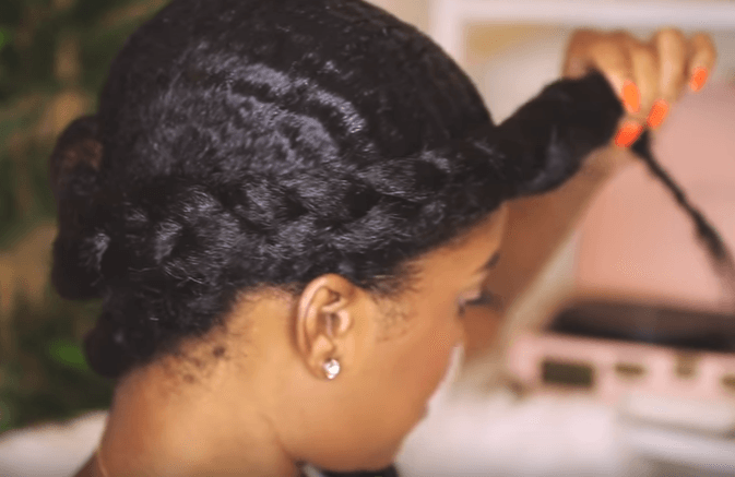 how to do goddess braids: wrap braid to create a halo