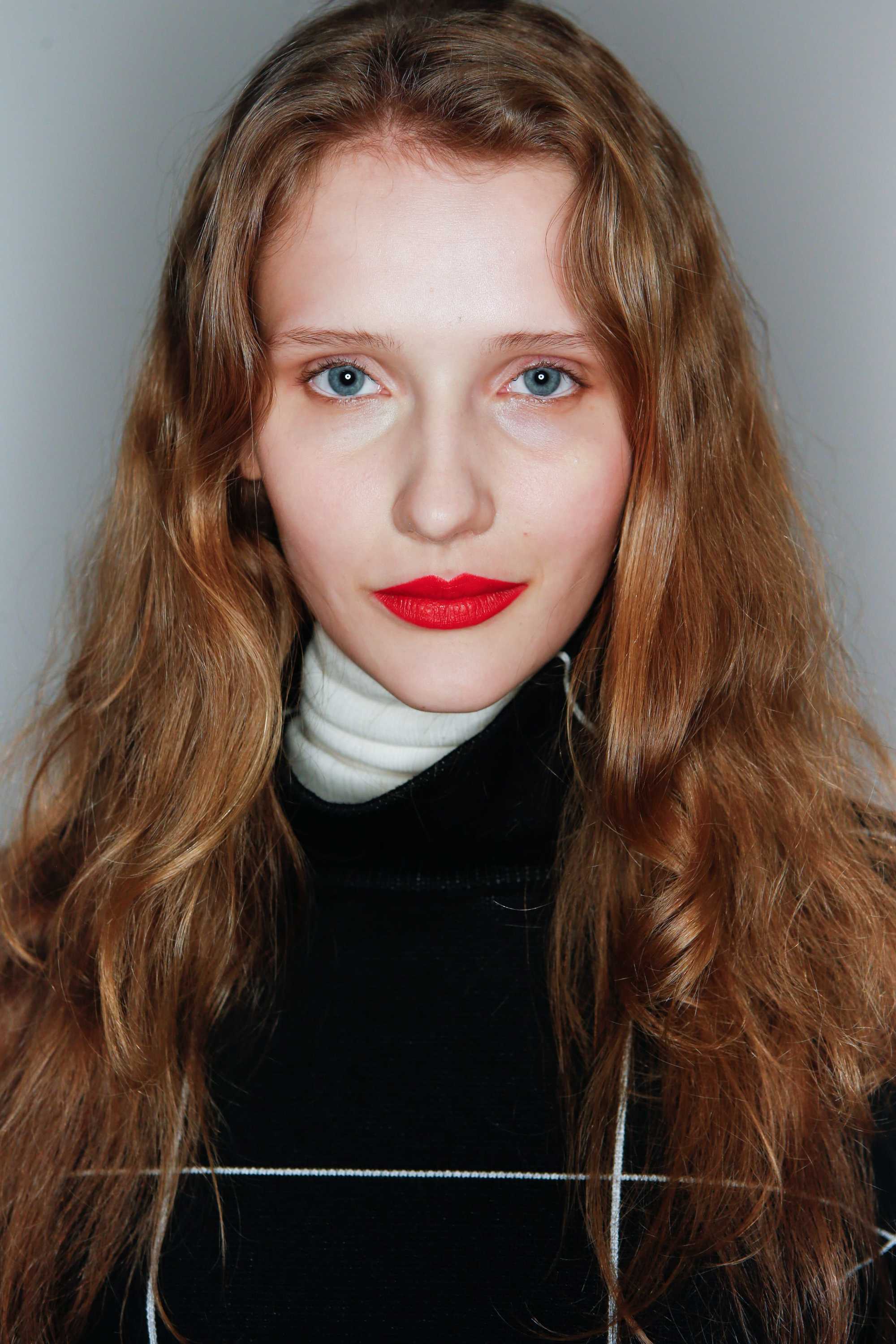 light brown hair: model backstage with long brown hair