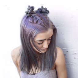 Metallic hair: braided purple hair