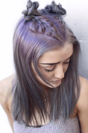 Metallic hair: braided purple hair