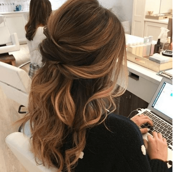 half-up half-down wedding hairstyles Glam waves half up half down wedding hairstyles