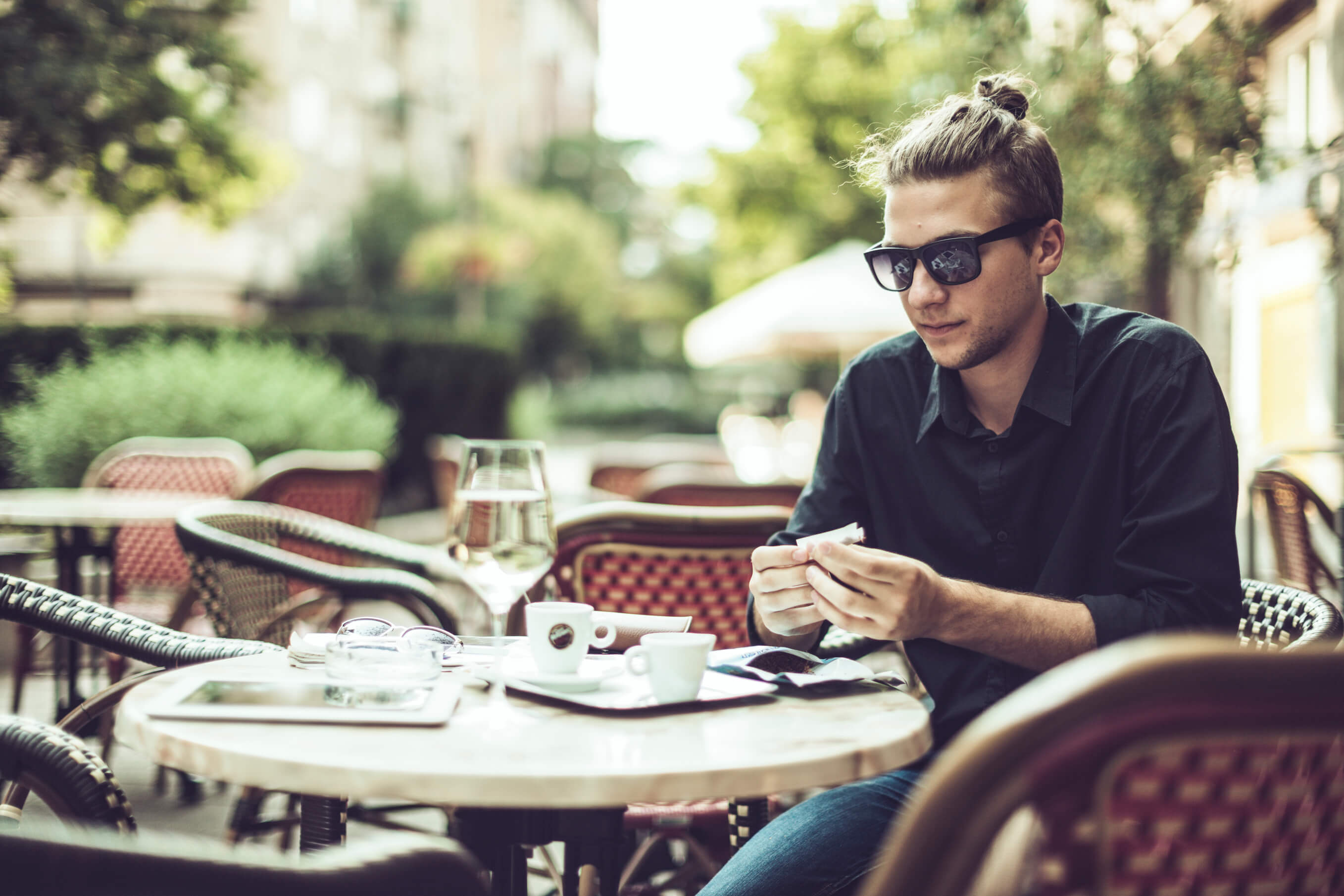 man bun casual