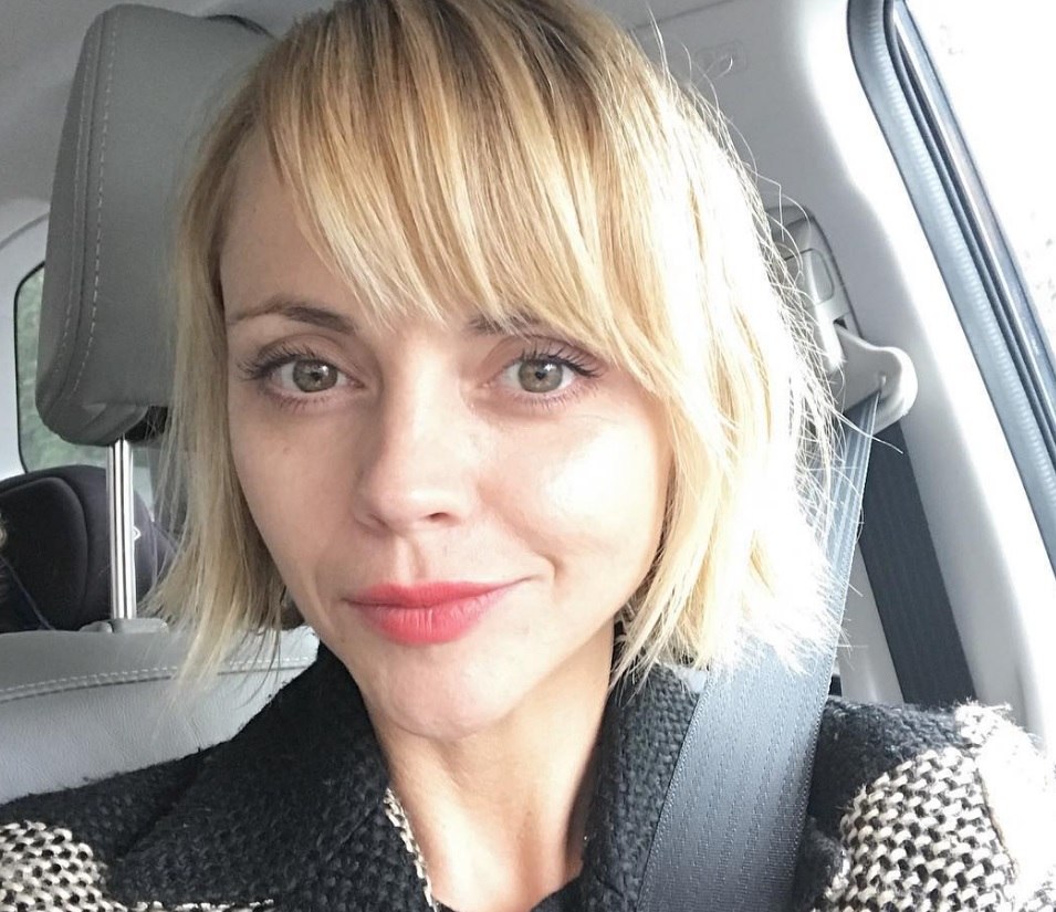 short hair with a side fringe: All Things Hair - IMAGE - Christina Ricci blonde hair Instagram