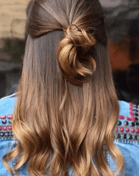 back view image of a woman with brown hair - blonde brown hair