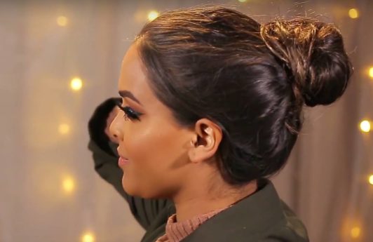 messy bun with braid step by step: All Things Hair - IMAGE - N1kk1sSecr3t hair tutorial beauty vlogger long brown hair bun braid