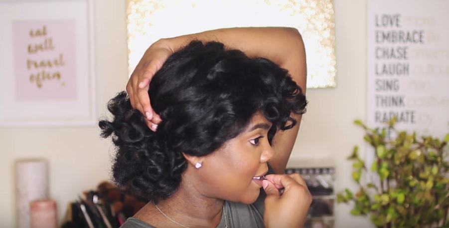 how to curl natural hair: All Things Hair - IMAGE - Mini Marley vlogger party updo natural hair tutorial
