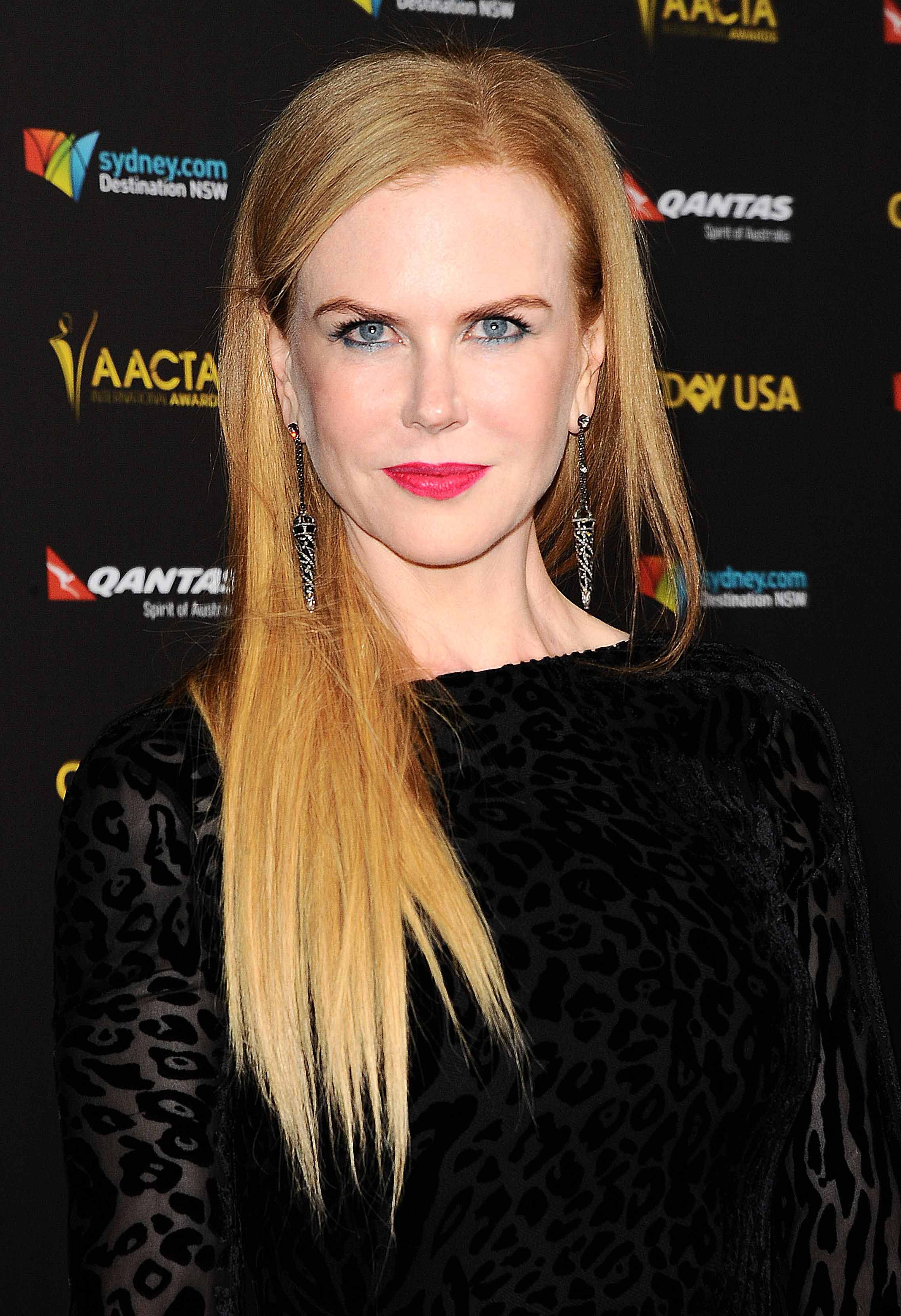 long straight hairstyles: Nicole Kidman with warm blonde hair