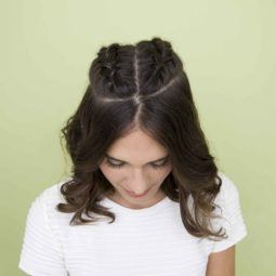 how to style a bob: All Things Hair - IMAGE - brunette short hair plaits wavy party ideas
