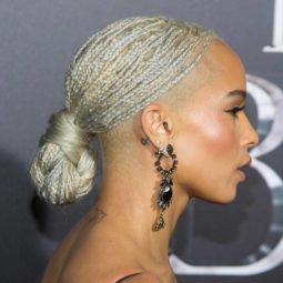 Fantastic Beasts and Where to Find Them: All Things Hair - IMAGE - Zoe Kravitz long blonde braids low bun updo