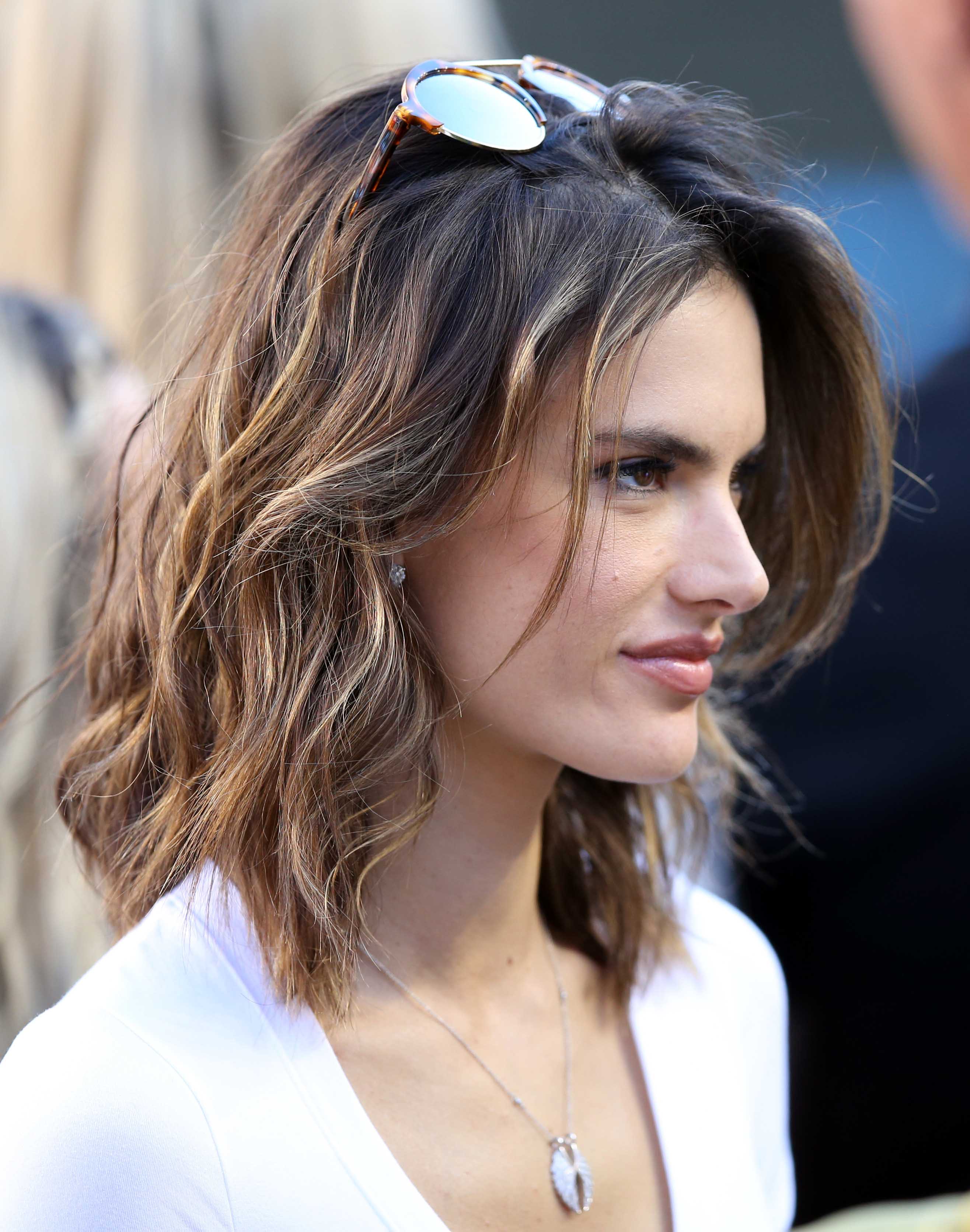 dark hair with highlights: All Things Hair - IMAGE - Alessandra Ambrosio short brown hair