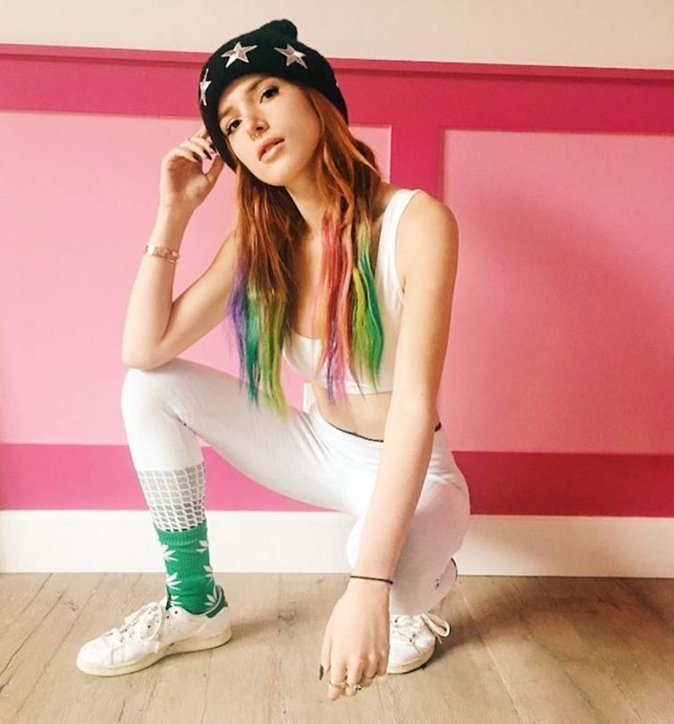 multi coloured hair: All Things Hair - IMAGE - Bella Thorne Instagram celebrity rainbow long hair