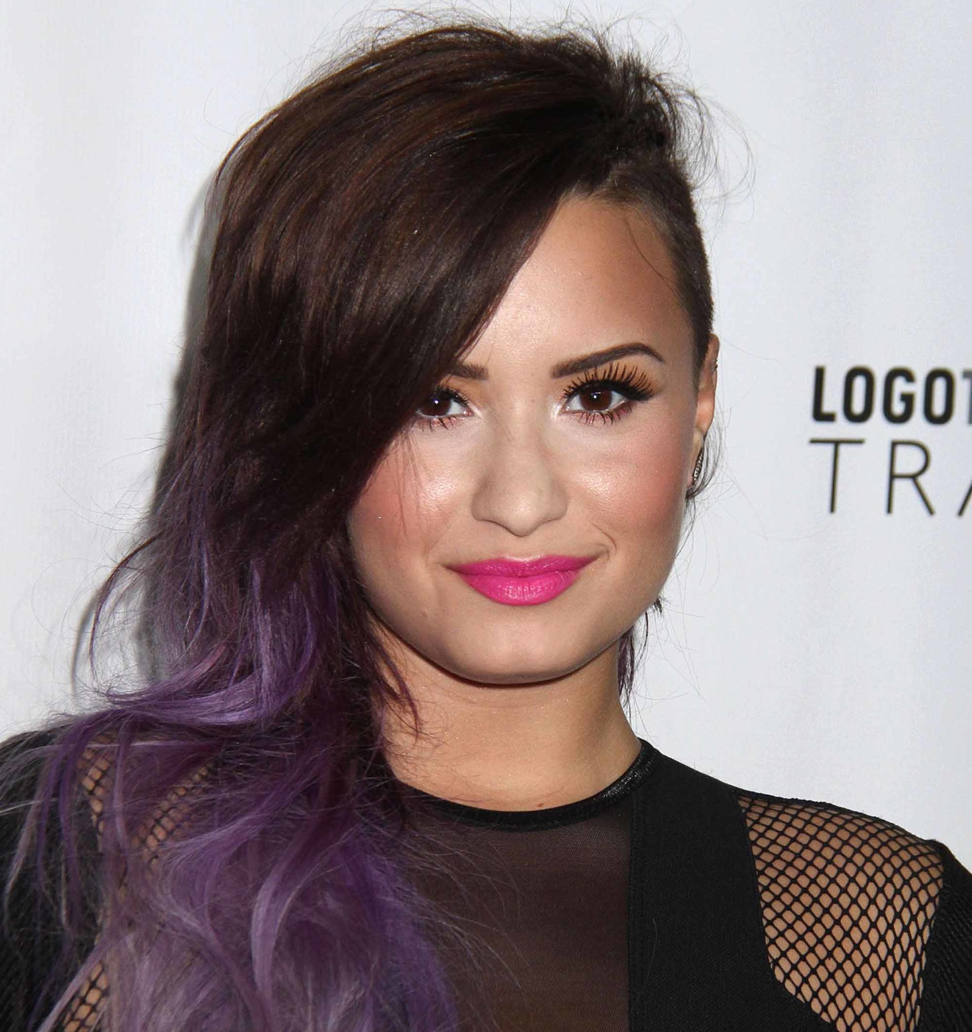 violet hair: All Things Hair - IMAGE - celebrity gallery Demi Lovato long balayge purple