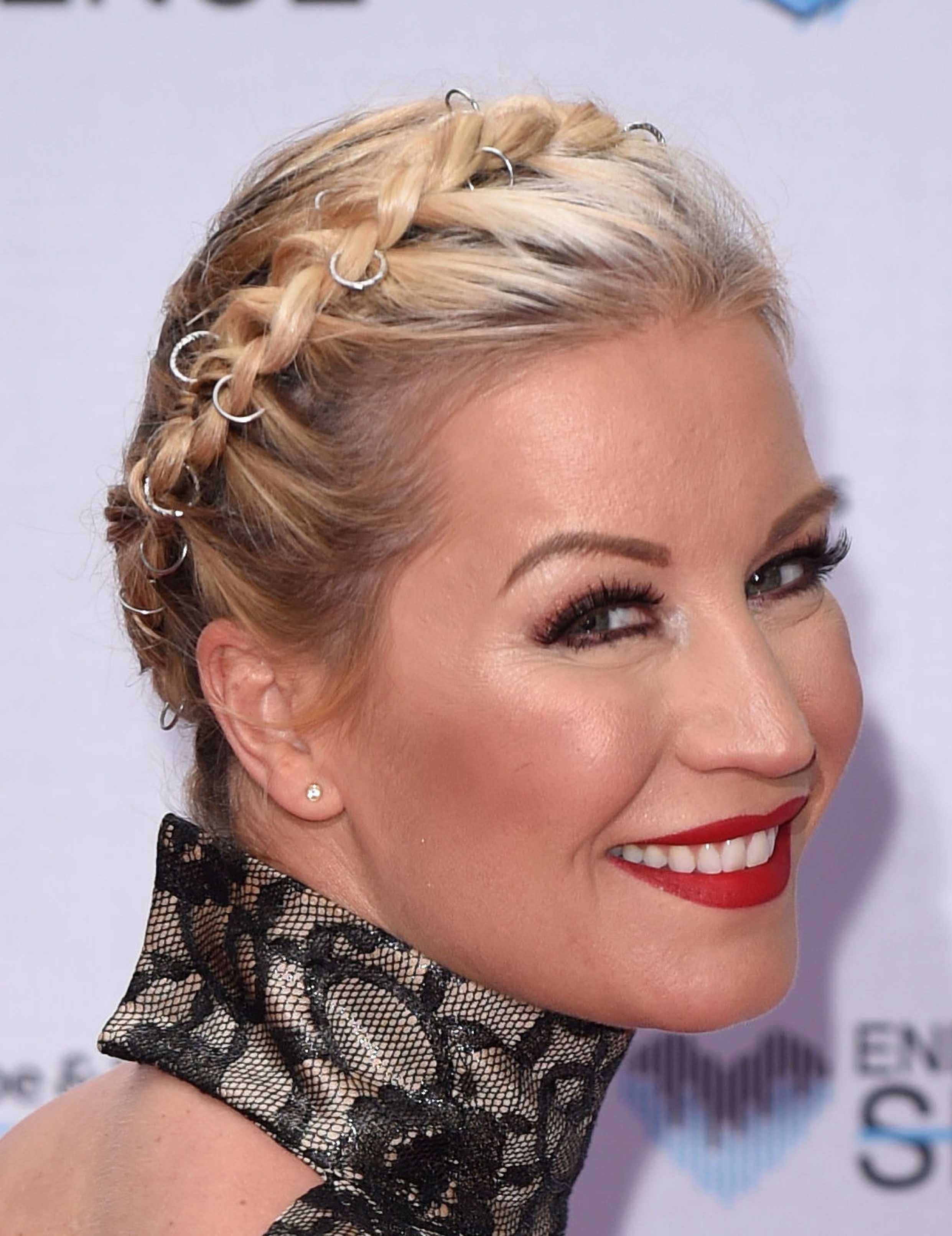 hair accessories 2016: All Things Hair - IMAGE - celebrity hairstyles Denise Van Outen blonde braided updo hair rings