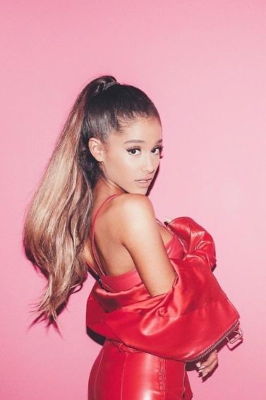 Ariana Grande with high ponytail
