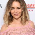 british game of thrones actress emilia clarke with lob length blonde ombre hair