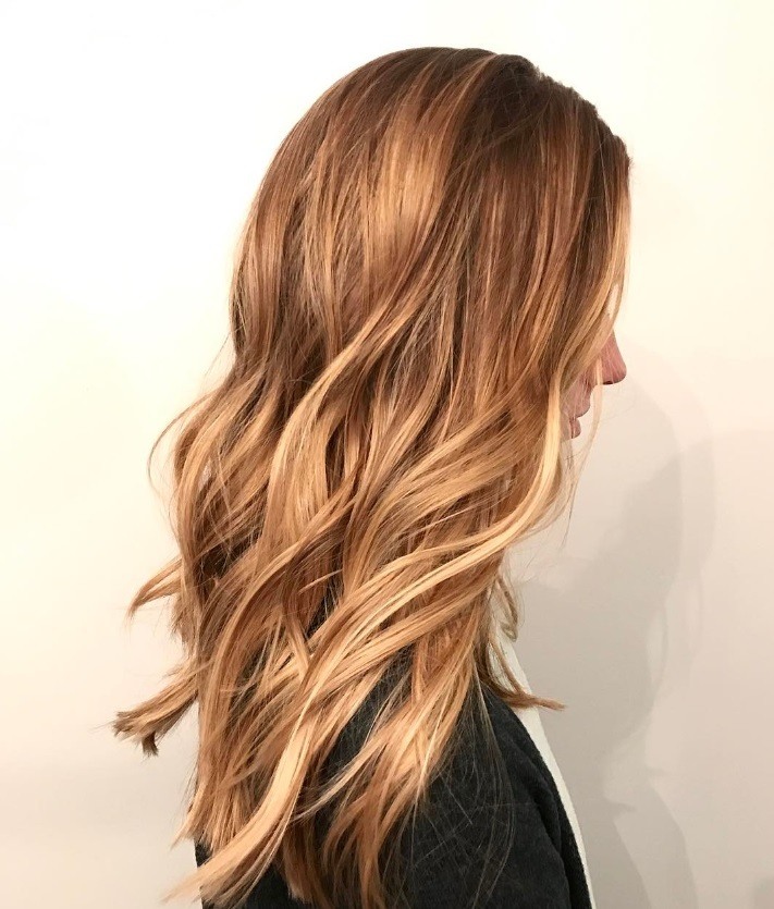 Woman with caramel coloured hair