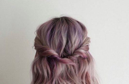 quick easy hairstyles for short hair look great when worn with a pop of colour like this girls pink half-up twisted do