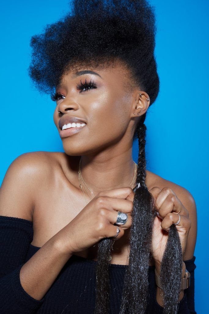 How to do box braids tutorial black girl braiding hair and smiling