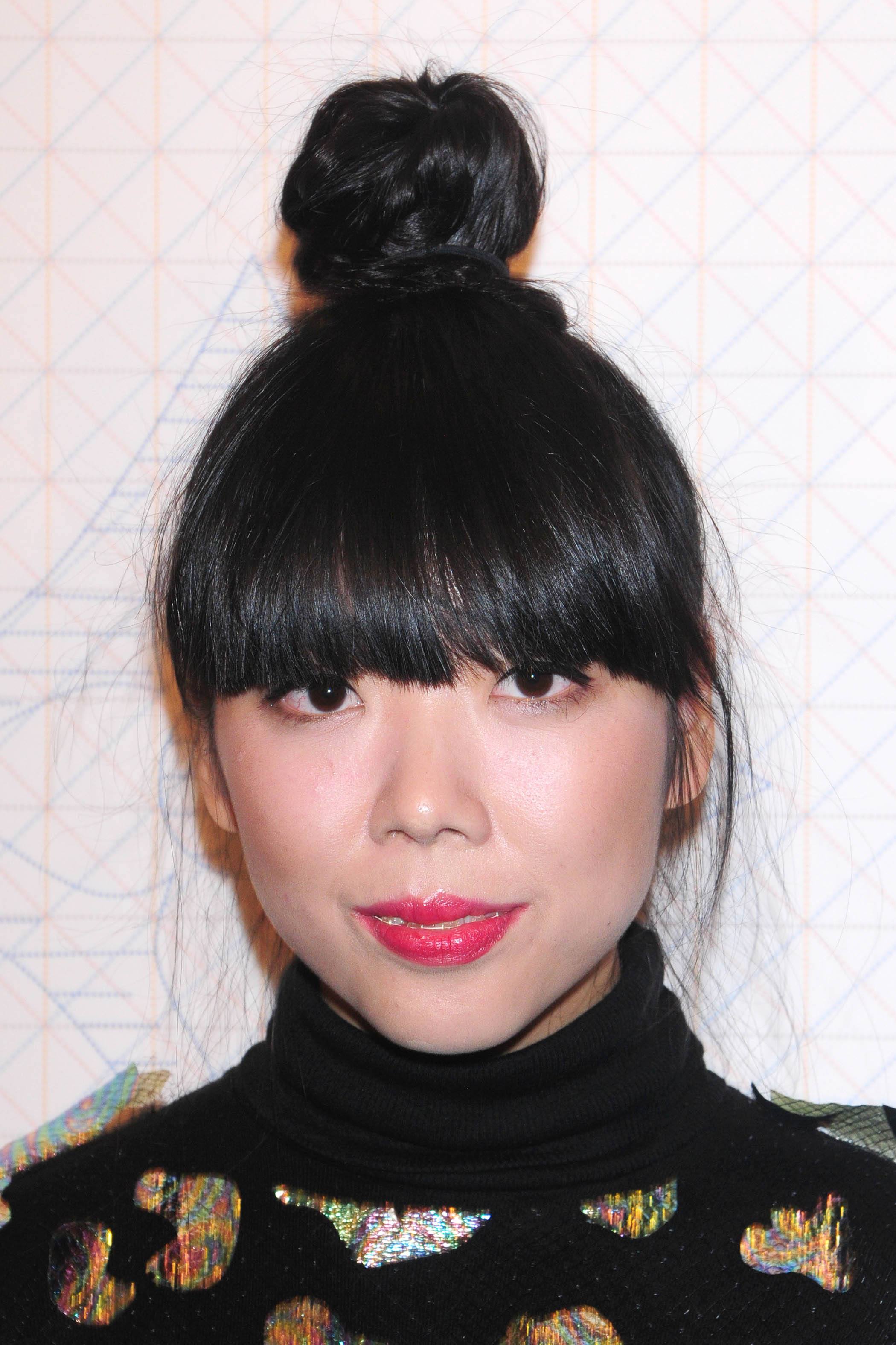 front view image of Susie Bubble with an updo bun fringe - hairstyles 2017