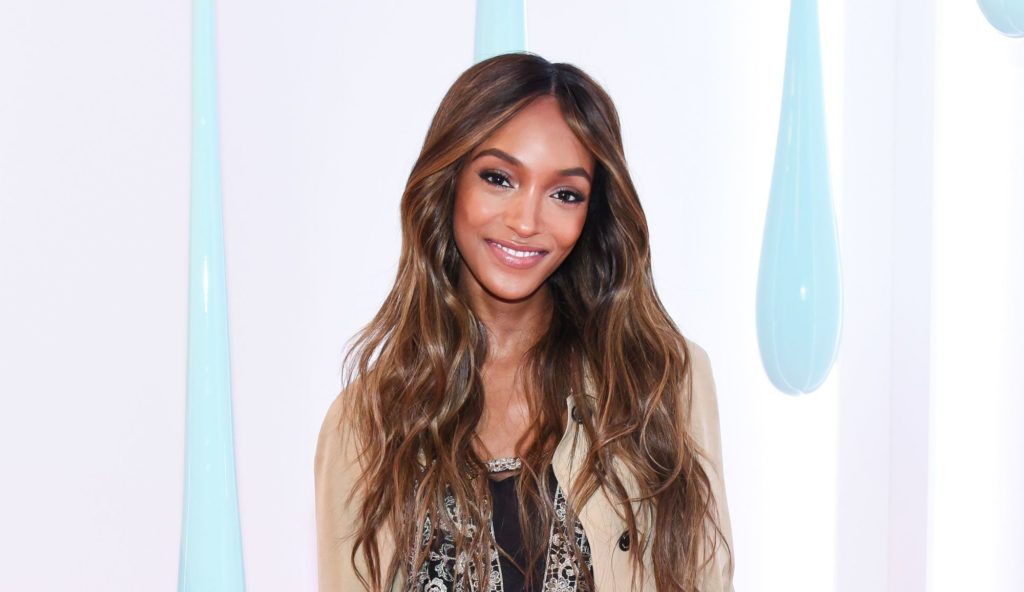 jourdan dunn with bronde highlights and black dress at Burberry bag launch