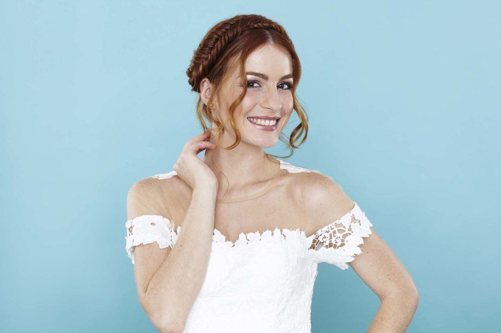 milkmaid plait model with red hair