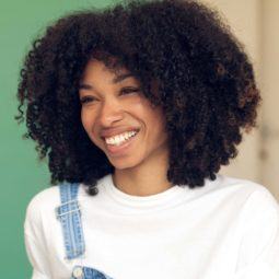Woman with natural curly hair