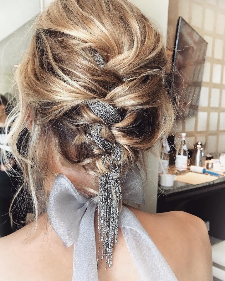 French plait with chain detail