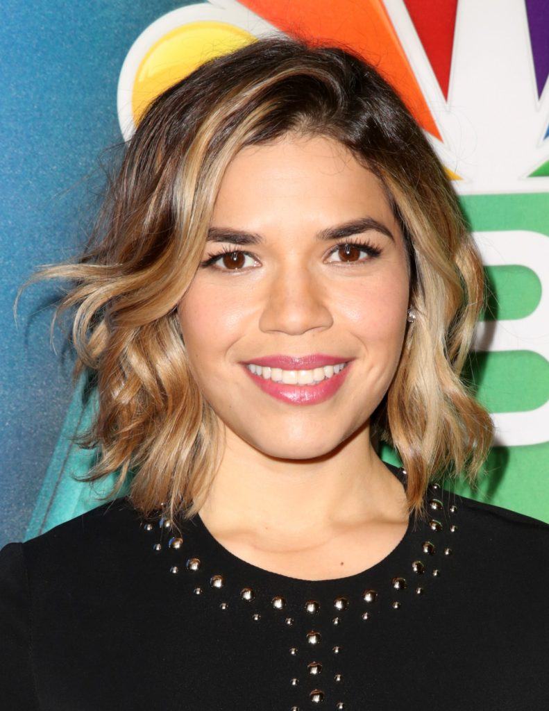 America Ferrera on the red carpet with a wavy long bob in an ombre style