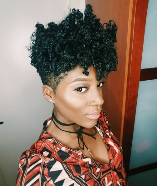 black curly female undercut